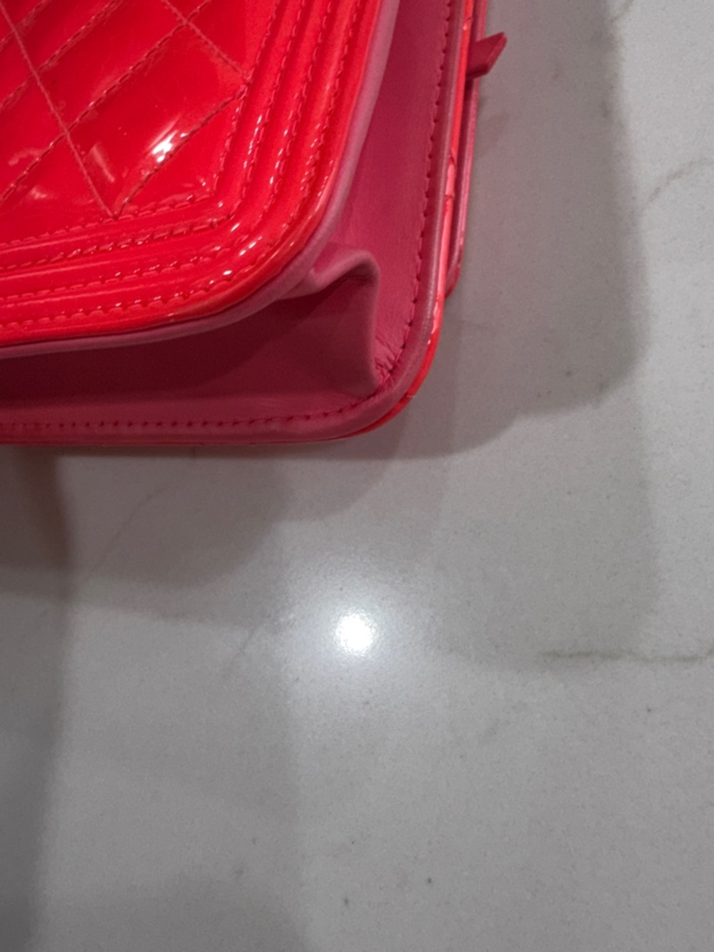 CHANEL Quilted Patent Clutch in Bright Red with Gold-Tone CC Lock - Picture 8 of 8